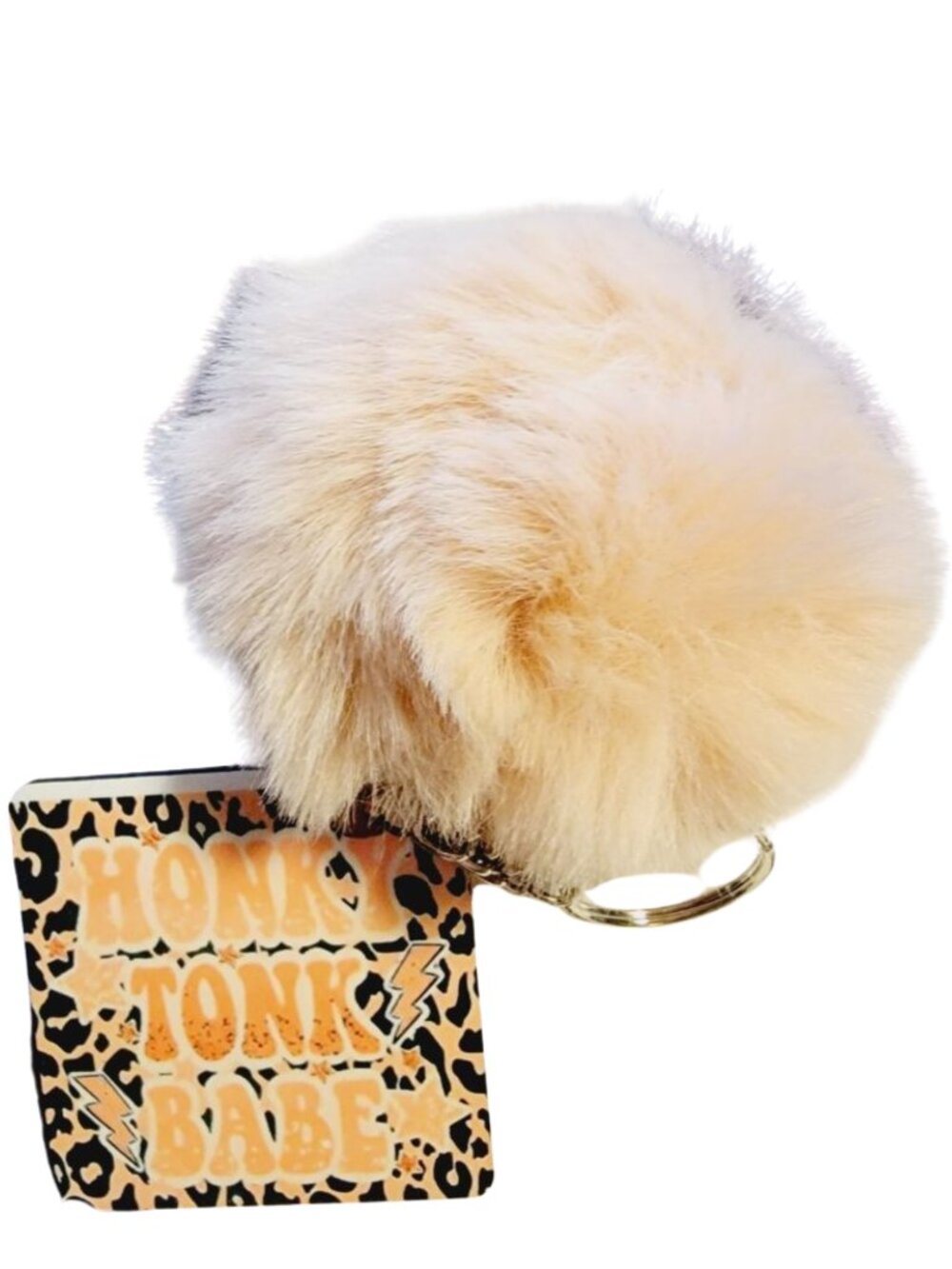 Honky Tonk Babe Animal Print Western Pom Pom Fuzzy Ball Keychain